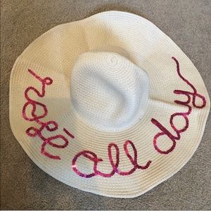 Rose all day sequins embroidered sun hat NWOT